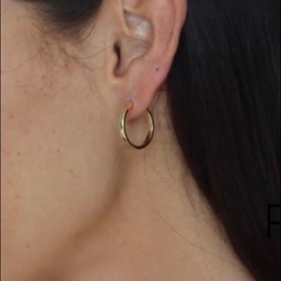 NEW 14k gold sterling post small hoop earring - Picture 4 of 6